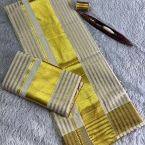 Kasavu Kara Set Mundu with golden strips